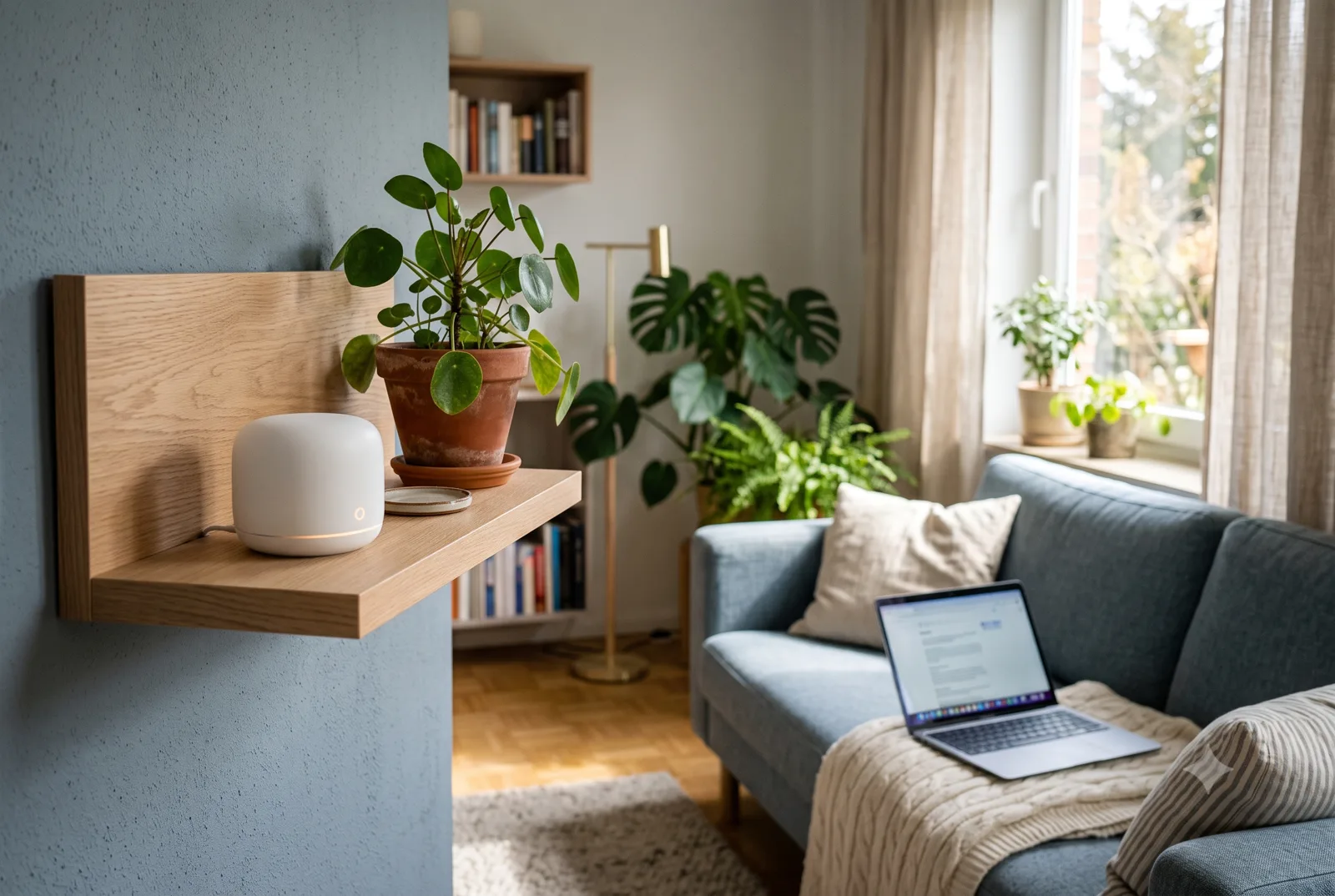 Wi-Fi router v obývacím pokoji